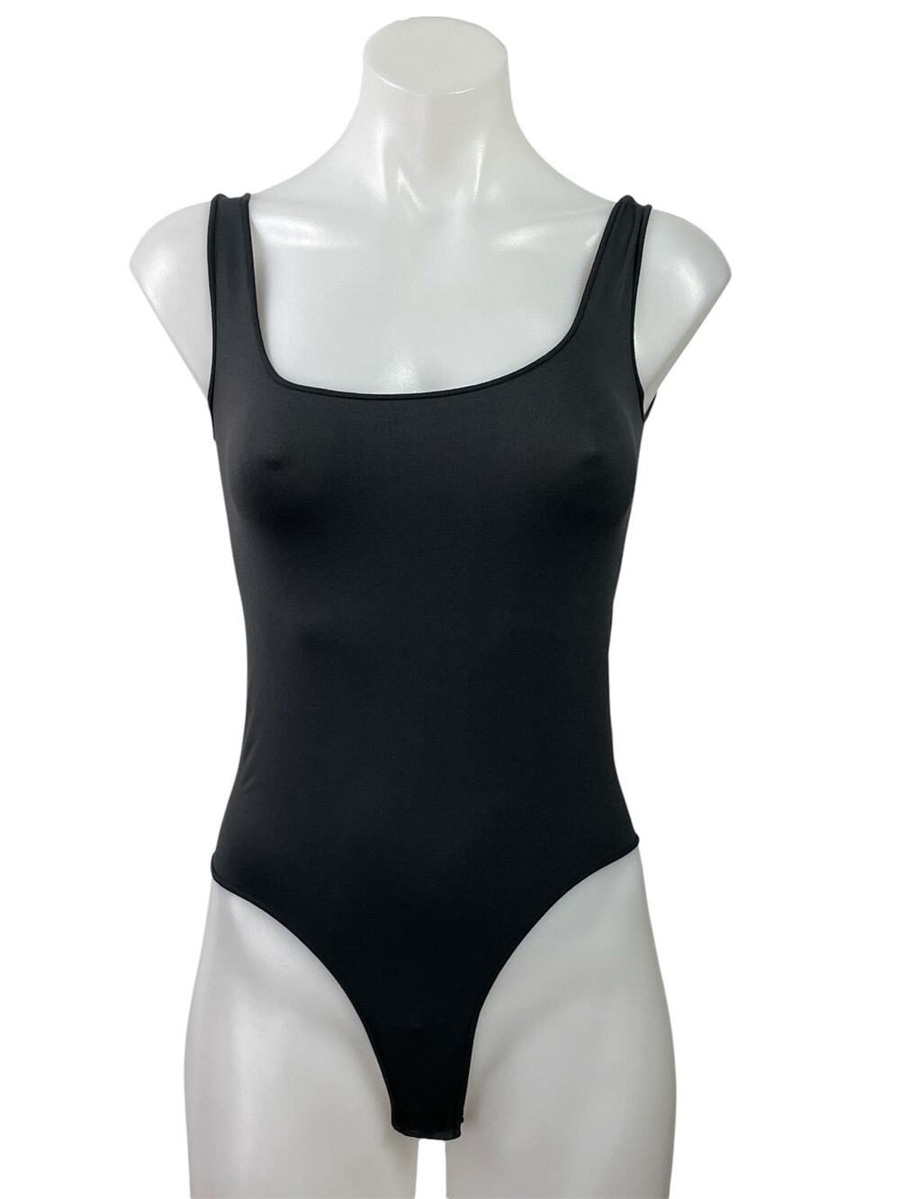 Skims Women's Black Sleeveless Scoop Neck Stretch Cami Tank Bodysuit Top XXS/XS